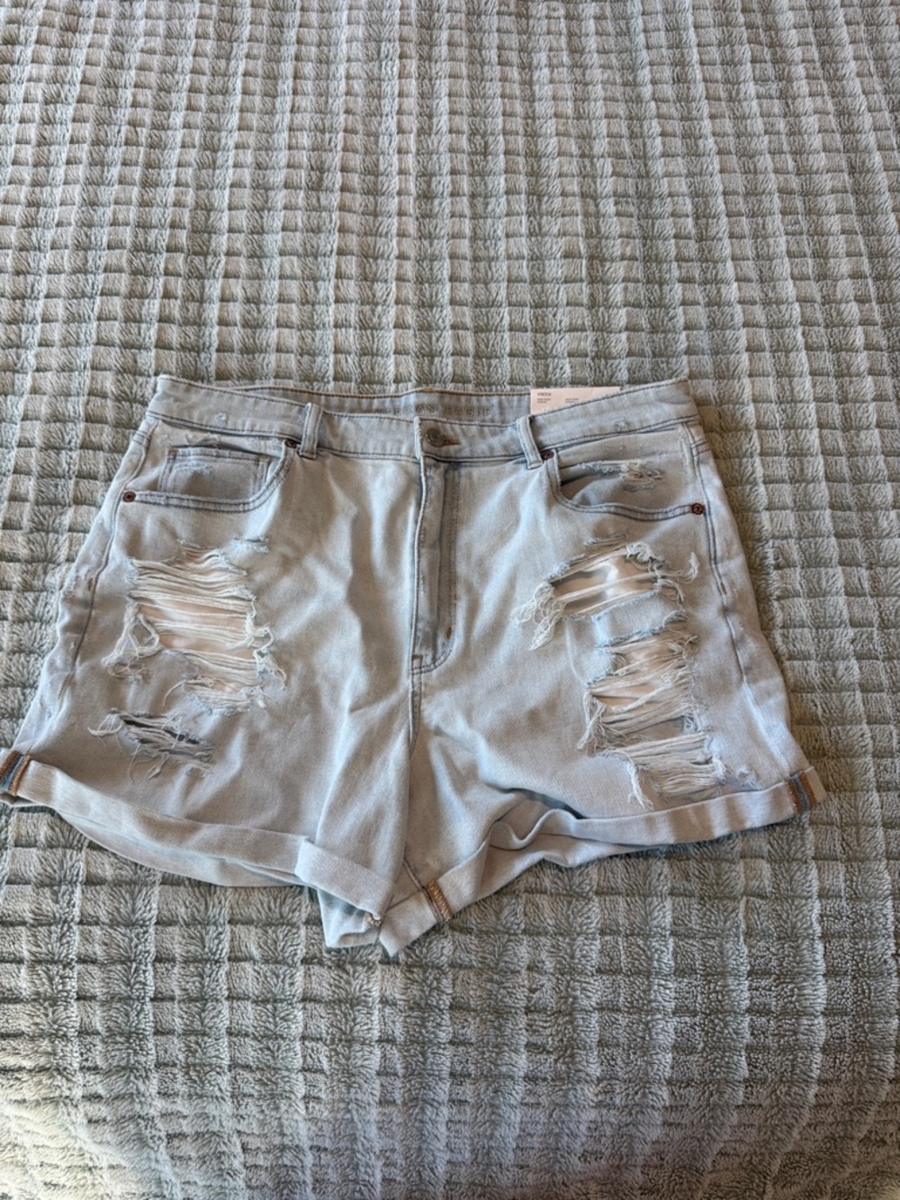 American Eagle Outfitters Light Blue Distressed Denim Shorts